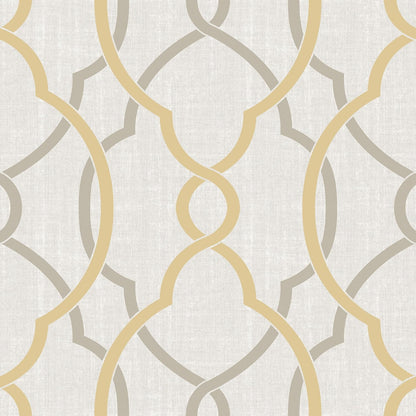 NU1695 Sausalito Taupe/Yellow Peel & Stick Wallpaper, Yellow , Gray
