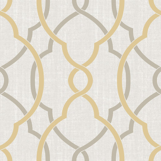 NU1695 Sausalito Taupe/Yellow Peel & Stick Wallpaper, Yellow , Gray