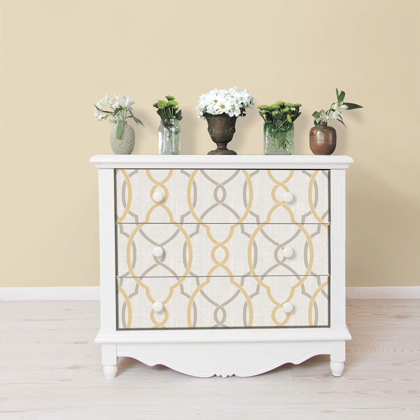 NU1695 Sausalito Taupe/Yellow Peel & Stick Wallpaper, Yellow , Gray