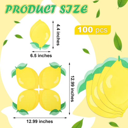 100 Pieces Paper Fruit Napkins Summer Decorative Napkin Disposable Fruits Birthday Party Supplies 2 Ply Absorbent Napkins for Baby Shower Holiday Fruit Party Dinnerware(Lemon)