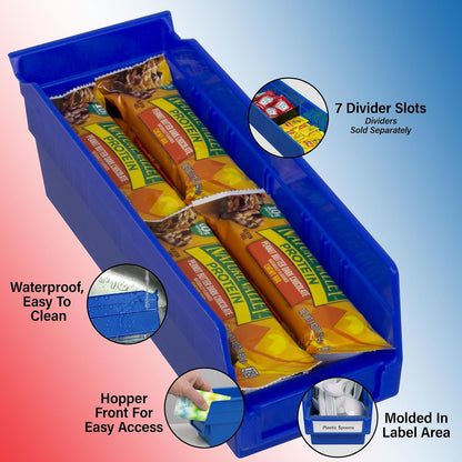 30120 Plastic Shelf Bins, Heavy Duty Storage Bins for Garage, Closet, and Drawer Organization, 12" x 4" x 4", Yellow, 24-Pack