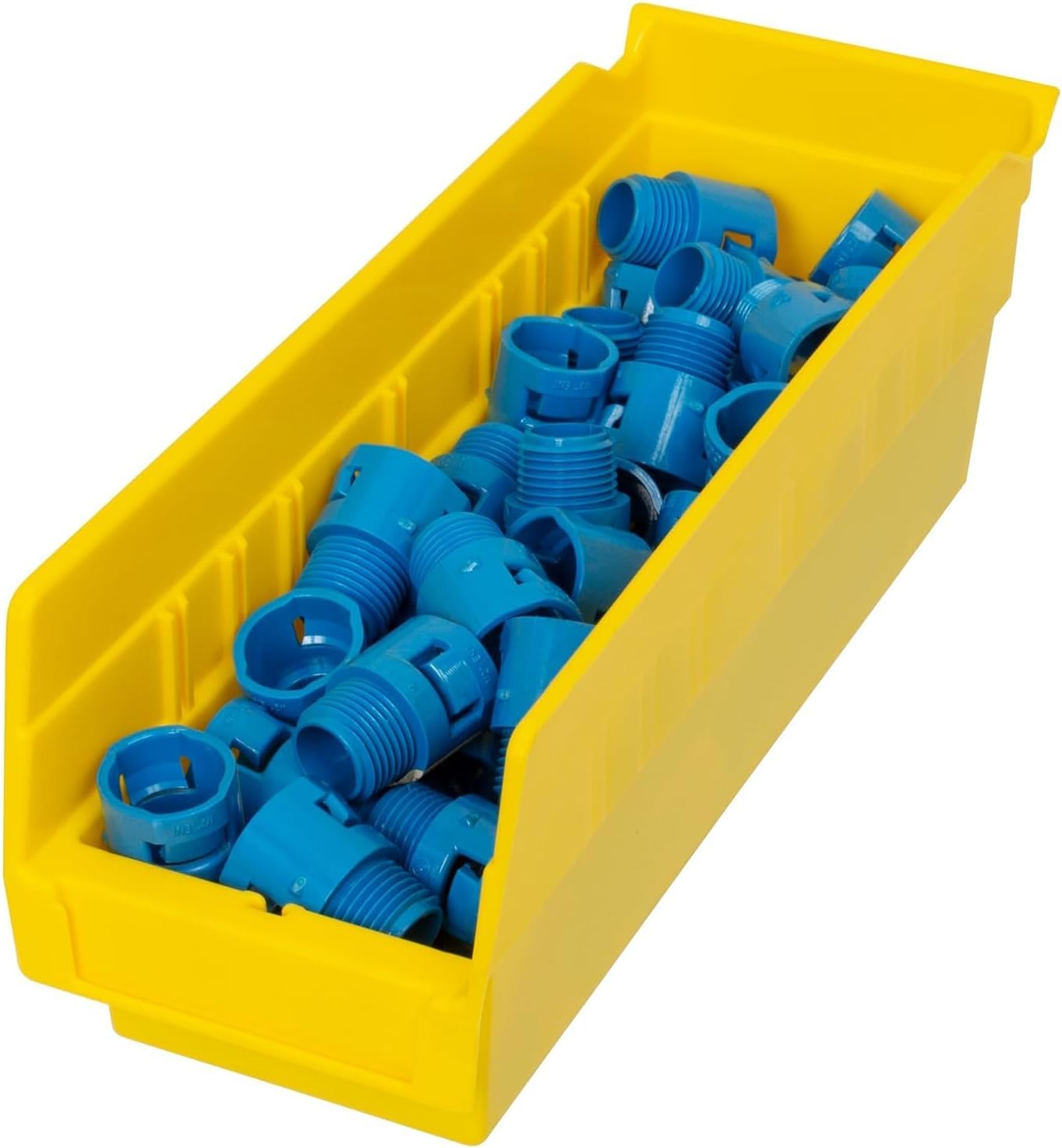 30120 Plastic Shelf Bins, Heavy Duty Storage Bins for Garage, Closet, and Drawer Organization, 12" x 4" x 4", Yellow, 24-Pack