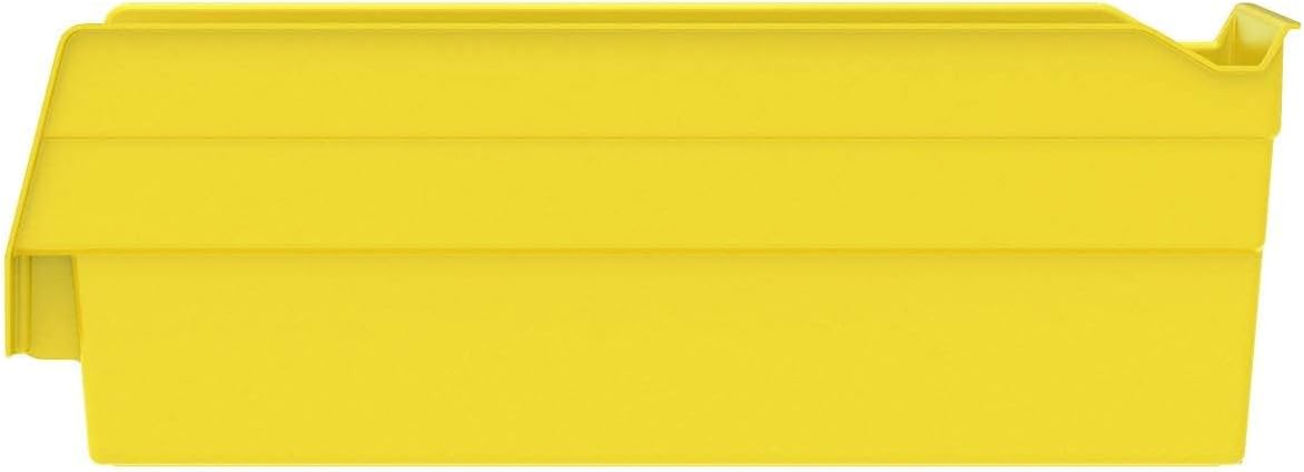 30120 Plastic Shelf Bins, Heavy Duty Storage Bins for Garage, Closet, and Drawer Organization, 12" x 4" x 4", Yellow, 24-Pack