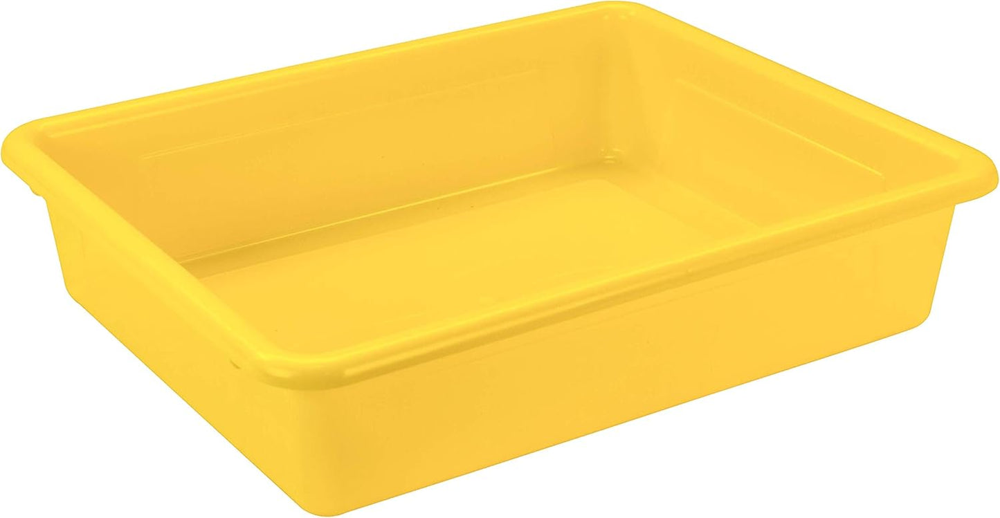 Letter Size Flat Storage Tray – Organizer Bin for Classroom, Office and Home, Yellow, 5-Pack (62519U05C) , 10 x 13 x 3 Inches