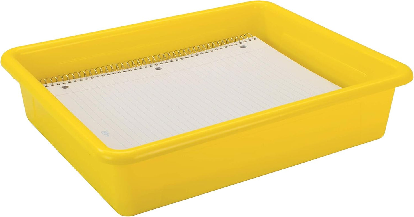Letter Size Flat Storage Tray – Organizer Bin for Classroom, Office and Home, Yellow, 5-Pack (62519U05C) , 10 x 13 x 3 Inches