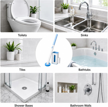 Disposable Toilet Brush, Wall-Mounted Holder Set, 24 Toilet Wand Refills | Hands Free Toilet Brush, 1 Wand + 1 Holder + 24 Yellow Refills, Bathroom Cleaning for Small Bathroom RV, Light Lemon Scent