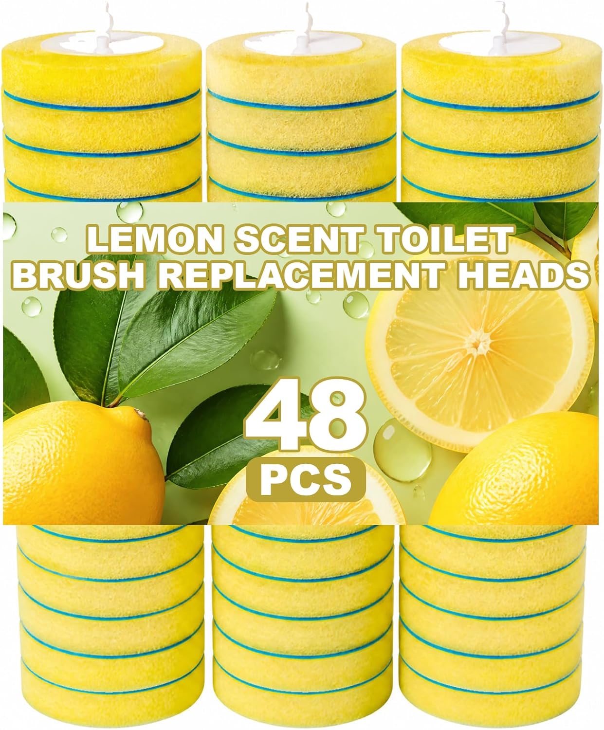 Disposable Toilet Brush, Wall-Mounted Holder Set, 24 Toilet Wand Refills | Hands Free Toilet Brush, 1 Wand + 1 Holder + 24 Yellow Refills, Bathroom Cleaning for Small Bathroom RV, Light Lemon Scent