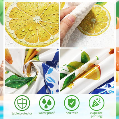 6 Pcs Lemon Theme Tablecloth Birthday Party Supplies Decoration 54 x 108 Inch Fruit Tablecloths Summer Yellow Mediterranean Lemon Pattern Disposable Oil Proof Summer Table Cloth for Party