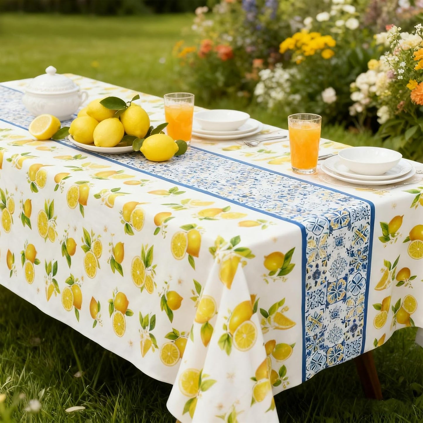 6 Pcs Lemon Theme Tablecloth Birthday Party Supplies Decoration 54 x 108 Inch Fruit Tablecloths Summer Yellow Mediterranean Lemon Pattern Disposable Oil Proof Summer Table Cloth for Party