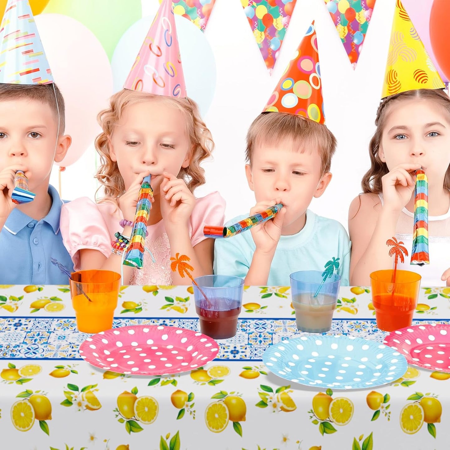 6 Pcs Lemon Theme Tablecloth Birthday Party Supplies Decoration 54 x 108 Inch Fruit Tablecloths Summer Yellow Mediterranean Lemon Pattern Disposable Oil Proof Summer Table Cloth for Party