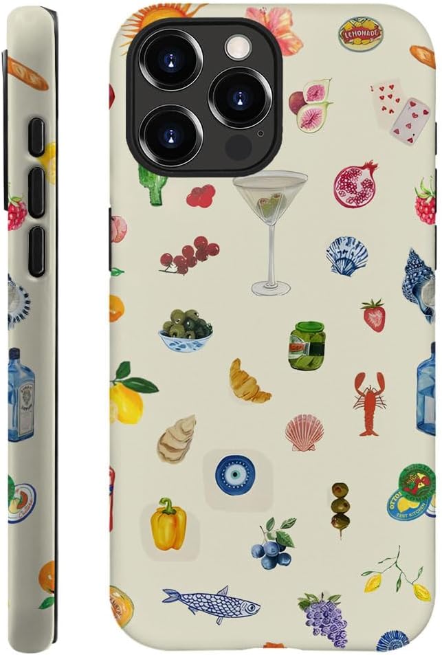 Case Compatible with iPhone 15 Pro - Hybrid Durable Shockproof Phone Cover,Cases for Woman Girl - Lemon Fruit Flower Fish Aesthetic