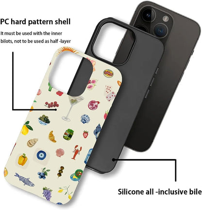 Case Compatible with iPhone 15 Pro - Hybrid Durable Shockproof Phone Cover,Cases for Woman Girl - Lemon Fruit Flower Fish Aesthetic