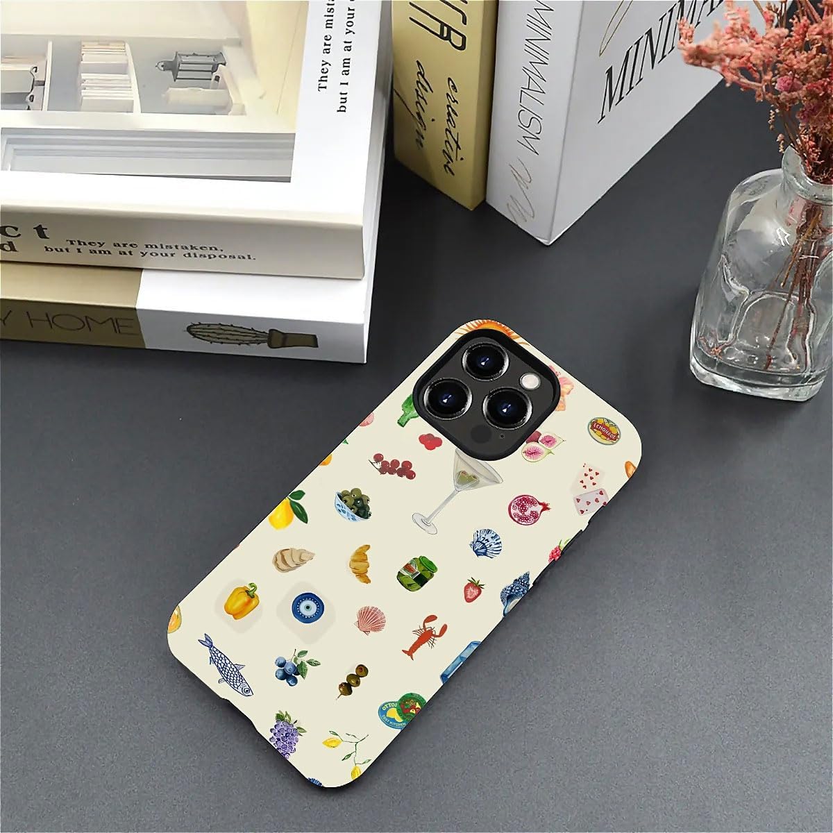 Case Compatible with iPhone 15 Pro - Hybrid Durable Shockproof Phone Cover,Cases for Woman Girl - Lemon Fruit Flower Fish Aesthetic