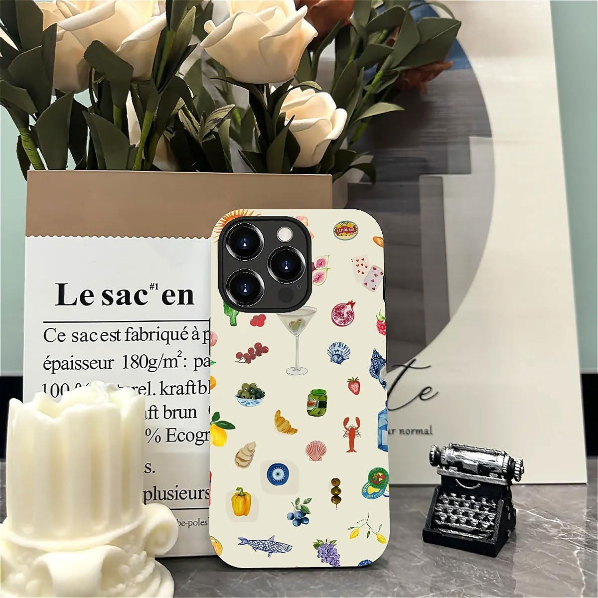 Case Compatible with iPhone 15 Pro - Hybrid Durable Shockproof Phone Cover,Cases for Woman Girl - Lemon Fruit Flower Fish Aesthetic