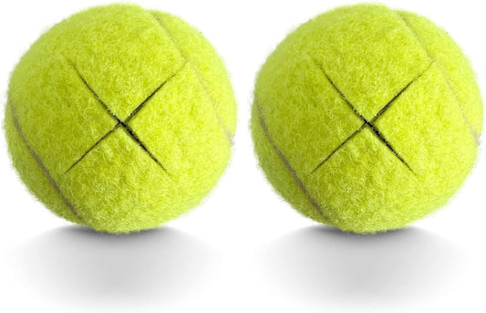 2PCS Precut Tennis Balls for Walkers, Heavy Duty Long Lasting Glide Balls - Precut for Easy Installation, Universal Felt Pads for Walker Legs & Furniture, Floor Protectors