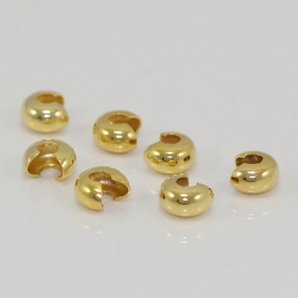 20pcs Adabele Real Gold Plated Sterling Silver 4mm Crimp Bead Knot Covers | 18K Yellow Gold Plated Solid 925 Silver Open C Crimp End Caps for Concealing Cord Knots and Crimps for Craft Jewelry Making