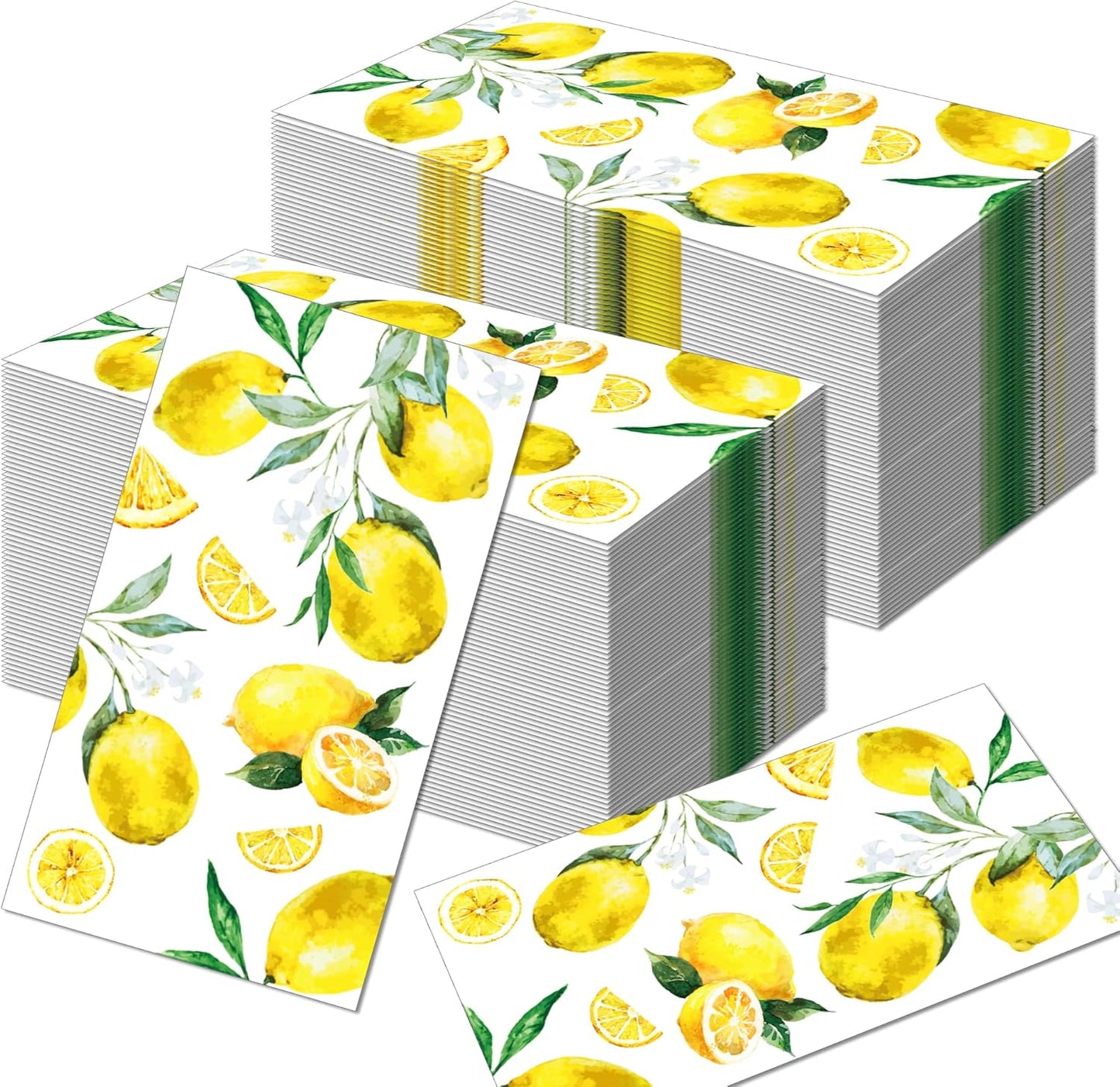 40Pcs Lemon Paper Napkins Yellow Citrus Fruit Disposable Hand Napkin Watercolor Summer Fruit Disposable Hand Towel for Summer Kitchen, Bathroom, Tea Party, Baby Shower