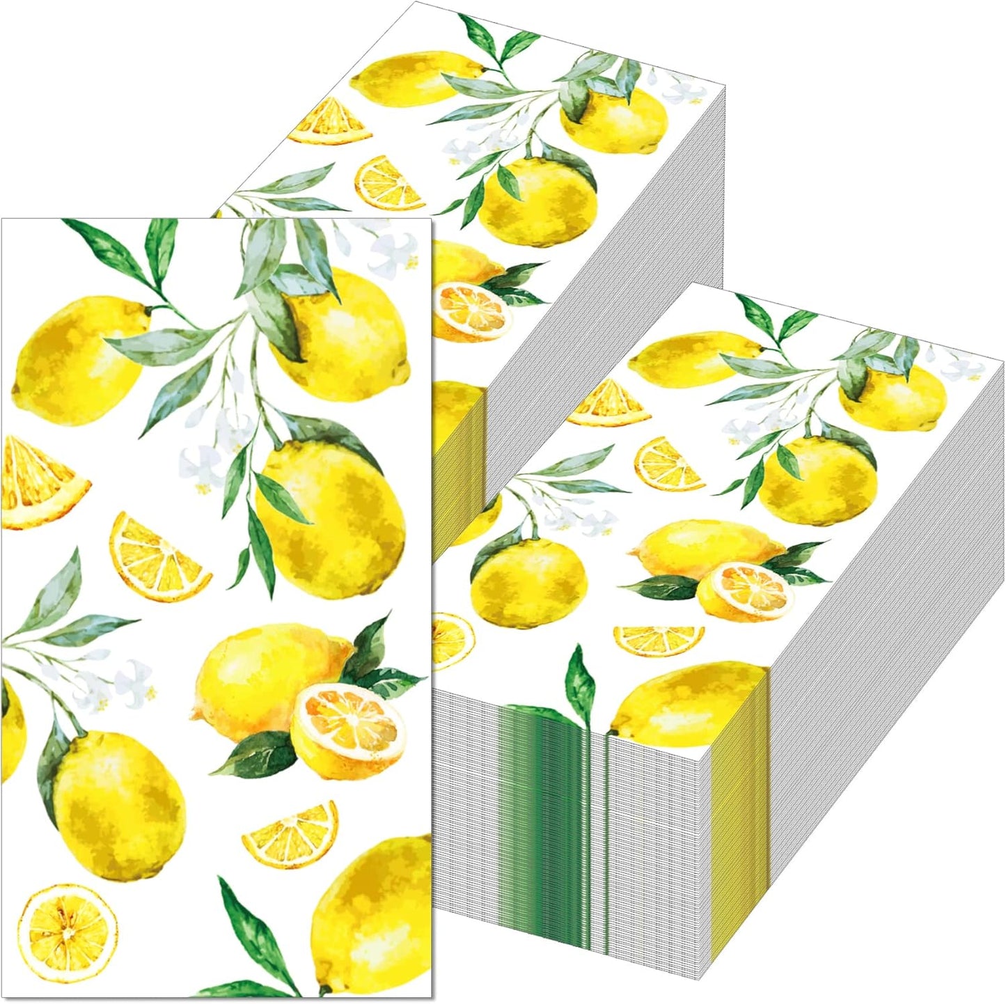 40Pcs Lemon Paper Napkins Yellow Citrus Fruit Disposable Hand Napkin Watercolor Summer Fruit Disposable Hand Towel for Summer Kitchen, Bathroom, Tea Party, Baby Shower