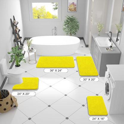 Bathroom Rugs 30x20, Extra Soft Absorbent Chenille Bath Rugs, Rubber Backing Quick Dry, Machine Washable Bath Mats for Bathroom Floor, Tub and Shower, Home Decor Accessories, Lemon Yellow