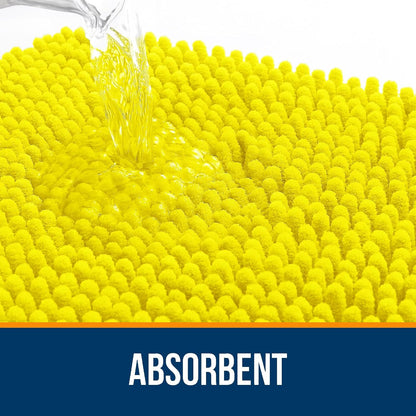 Bathroom Rugs 30x20, Extra Soft Absorbent Chenille Bath Rugs, Rubber Backing Quick Dry, Machine Washable Bath Mats for Bathroom Floor, Tub and Shower, Home Decor Accessories, Lemon Yellow