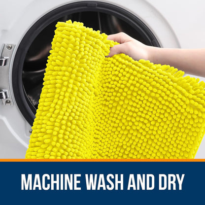 Bathroom Rugs 30x20, Extra Soft Absorbent Chenille Bath Rugs, Rubber Backing Quick Dry, Machine Washable Bath Mats for Bathroom Floor, Tub and Shower, Home Decor Accessories, Lemon Yellow