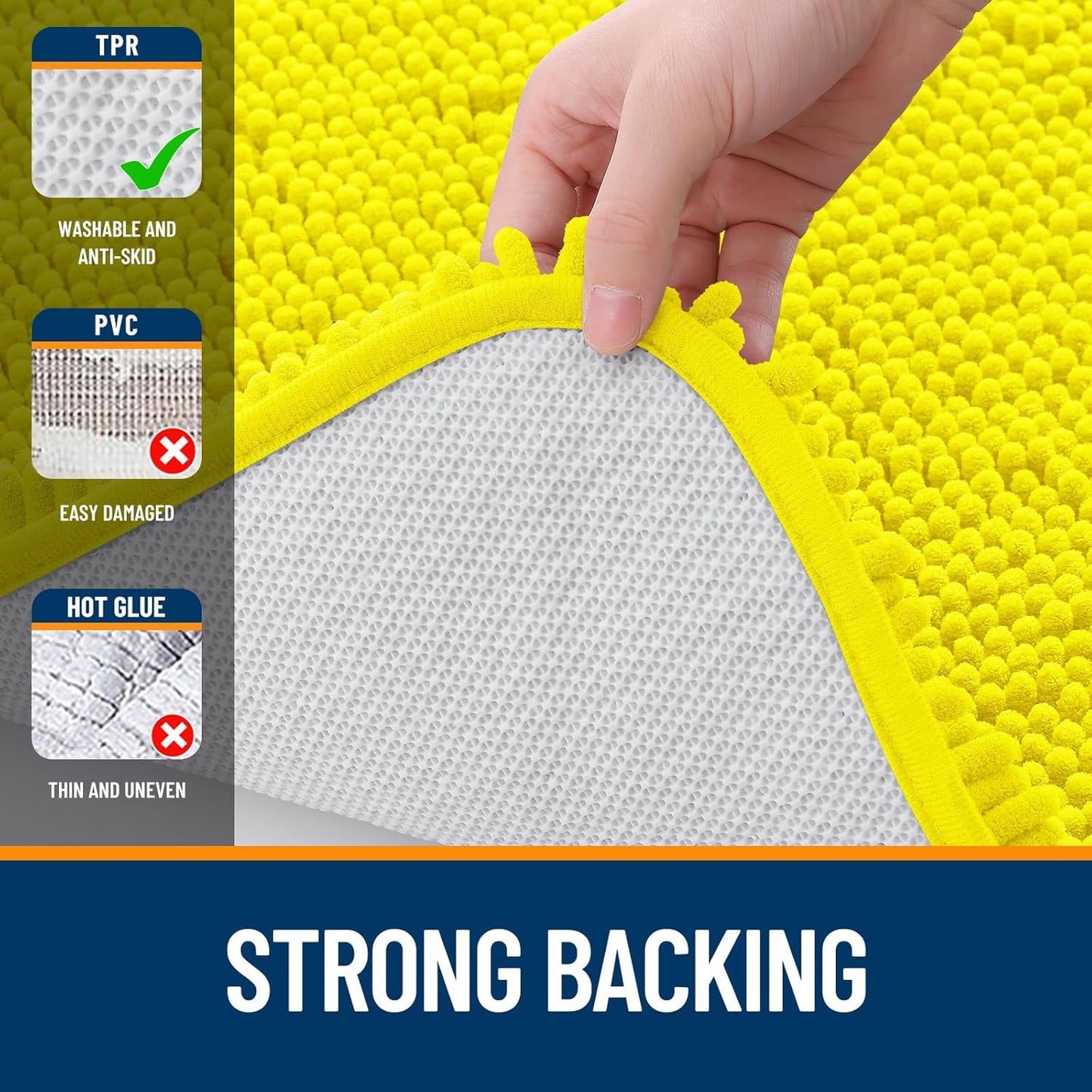 Bathroom Rugs 30x20, Extra Soft Absorbent Chenille Bath Rugs, Rubber Backing Quick Dry, Machine Washable Bath Mats for Bathroom Floor, Tub and Shower, Home Decor Accessories, Lemon Yellow