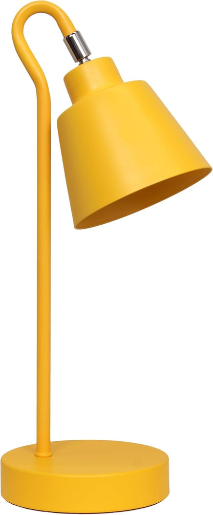 LD1079-YLW 16" Sleek Essentials Metal Looped Desk Task Lamp with Adjustable Shade, for Office, Desk, Nightstand, Dorm, Yellow
