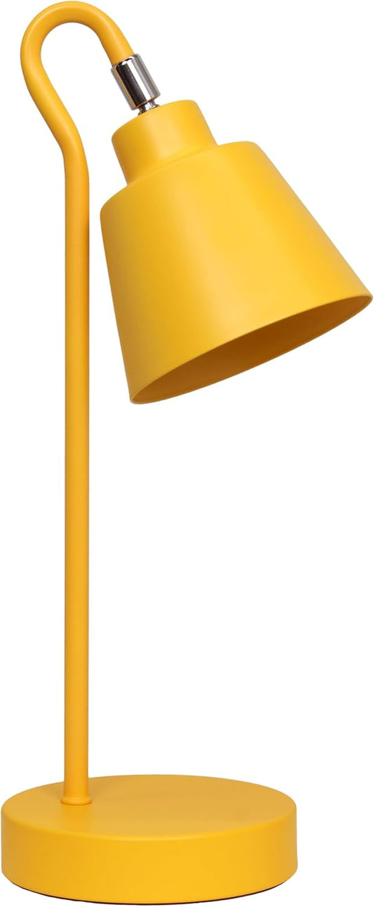 LD1079-YLW 16" Sleek Essentials Metal Looped Desk Task Lamp with Adjustable Shade, for Office, Desk, Nightstand, Dorm, Yellow
