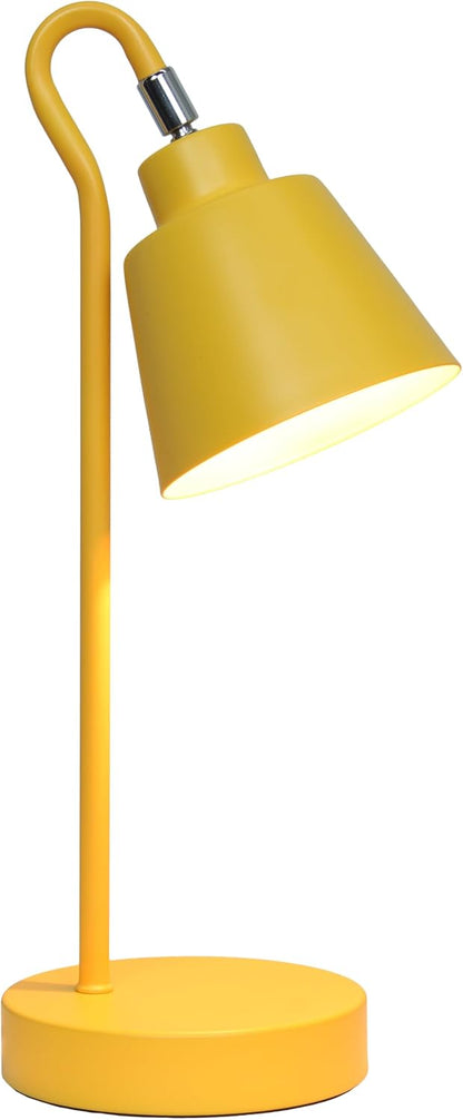 LD1079-YLW 16" Sleek Essentials Metal Looped Desk Task Lamp with Adjustable Shade, for Office, Desk, Nightstand, Dorm, Yellow