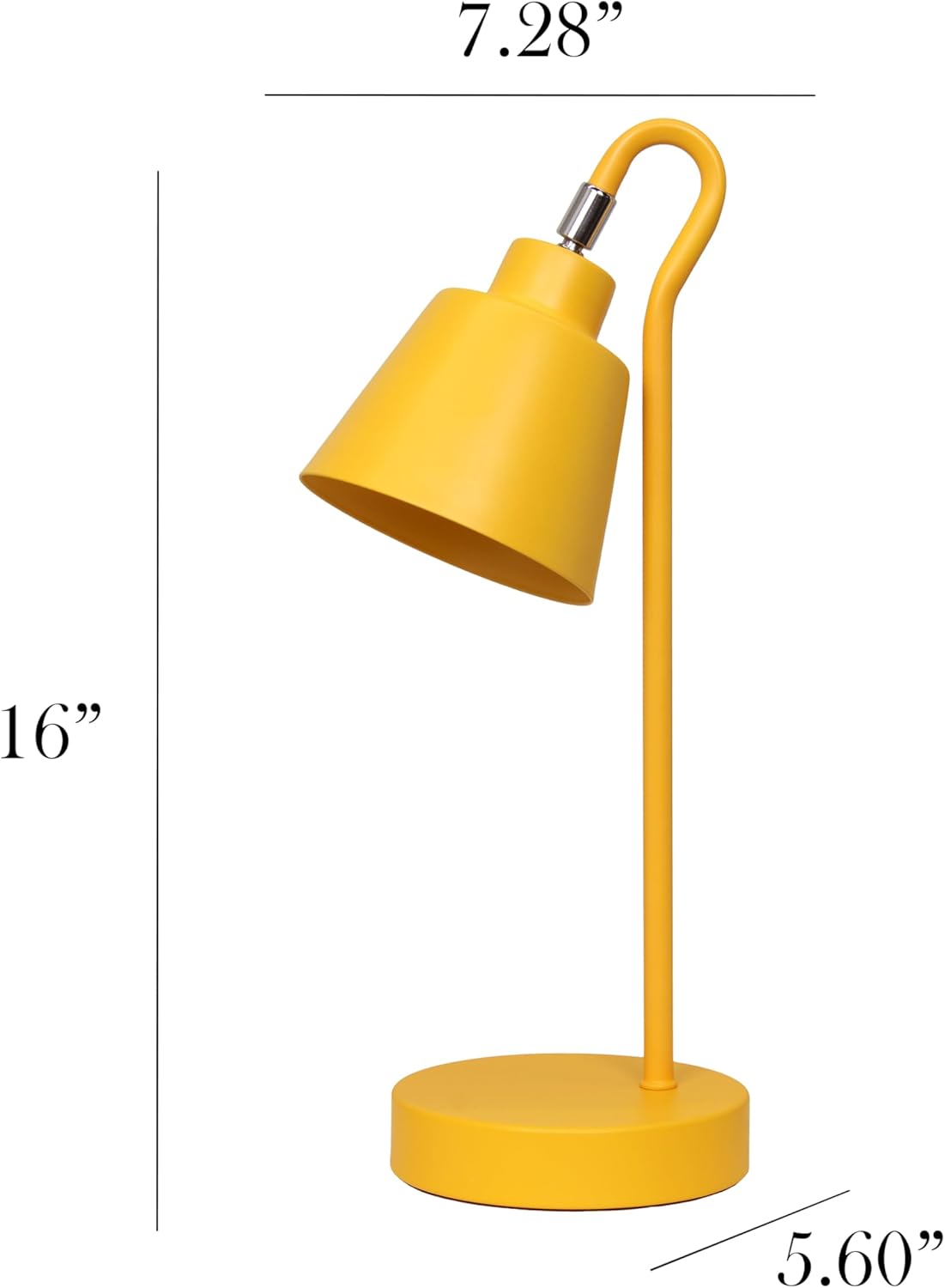 LD1079-YLW 16" Sleek Essentials Metal Looped Desk Task Lamp with Adjustable Shade, for Office, Desk, Nightstand, Dorm, Yellow