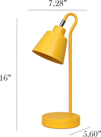 LD1079-YLW 16" Sleek Essentials Metal Looped Desk Task Lamp with Adjustable Shade, for Office, Desk, Nightstand, Dorm, Yellow