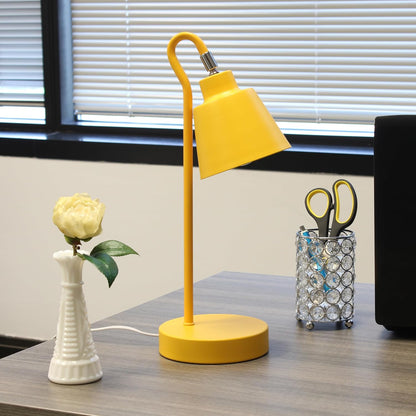 LD1079-YLW 16" Sleek Essentials Metal Looped Desk Task Lamp with Adjustable Shade, for Office, Desk, Nightstand, Dorm, Yellow