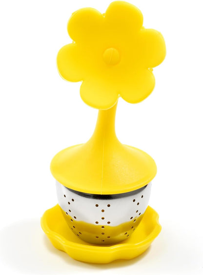 Silicone Stainless Steel leaf-shaped Tea Ball 1.5 Inch Tea Infuser Strainers Tea Strainer Filters Tea Interval Diffuser for Tea (yellow)