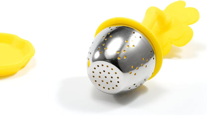 Silicone Stainless Steel leaf-shaped Tea Ball 1.5 Inch Tea Infuser Strainers Tea Strainer Filters Tea Interval Diffuser for Tea (yellow)