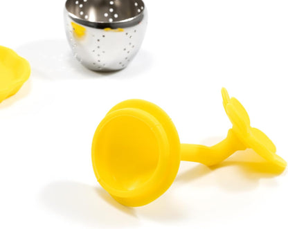 Silicone Stainless Steel leaf-shaped Tea Ball 1.5 Inch Tea Infuser Strainers Tea Strainer Filters Tea Interval Diffuser for Tea (yellow)