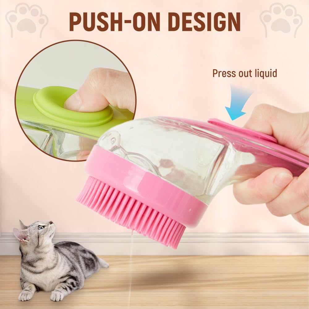 2026 New Dog Bath Brush Soft Silicone Bristle for Bathing Pets Grooming Massage BrushPet Bath Brush with Shampoo Dispenser, (yellow)