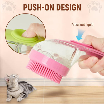 2026 New Dog Bath Brush Soft Silicone Bristle for Bathing Pets Grooming Massage BrushPet Bath Brush with Shampoo Dispenser, (yellow)