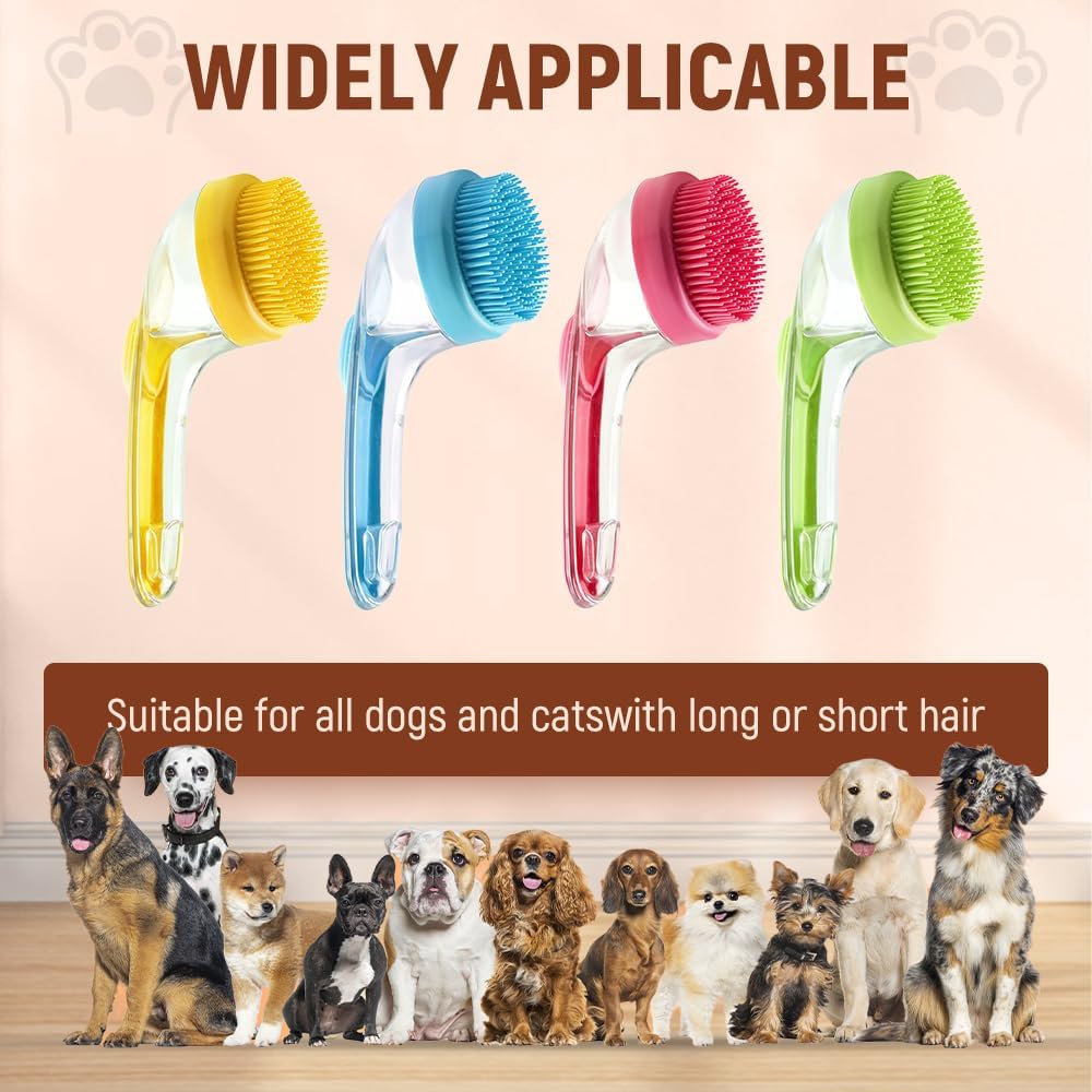 2026 New Dog Bath Brush Soft Silicone Bristle for Bathing Pets Grooming Massage BrushPet Bath Brush with Shampoo Dispenser, (yellow)