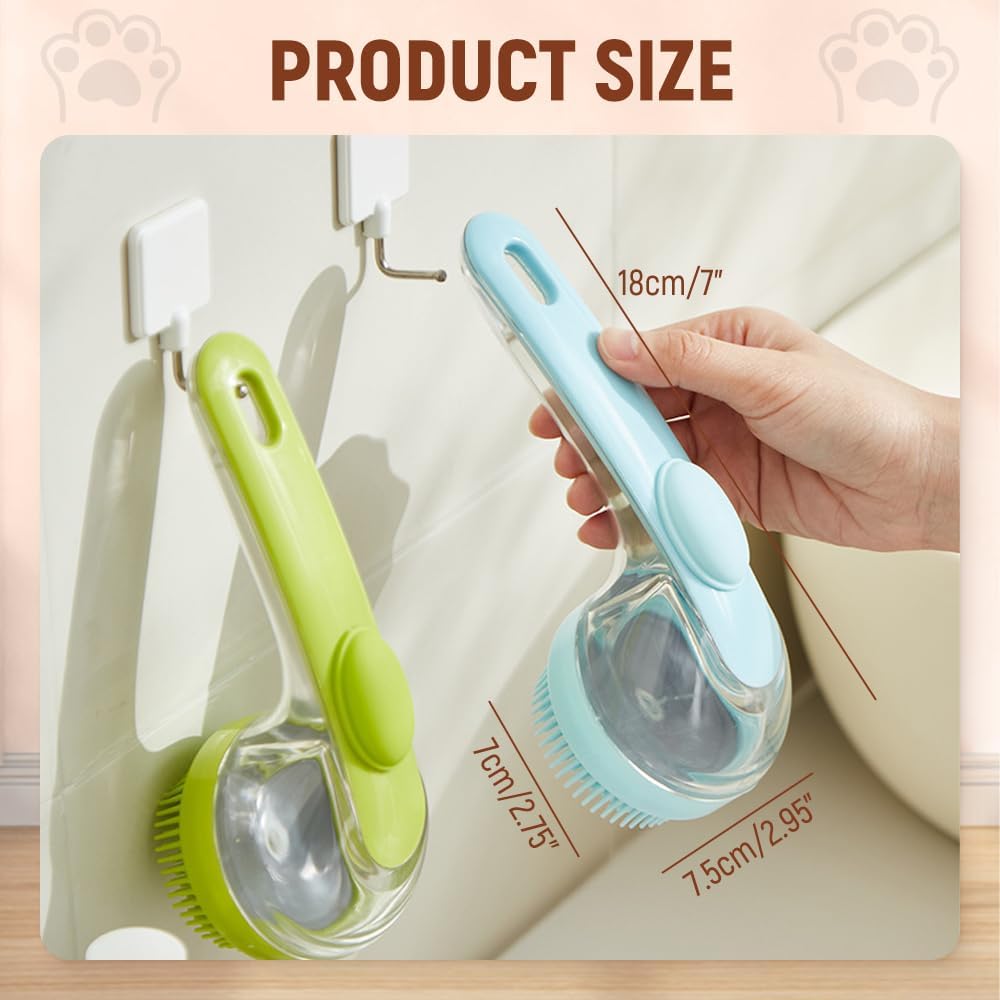 2026 New Dog Bath Brush Soft Silicone Bristle for Bathing Pets Grooming Massage BrushPet Bath Brush with Shampoo Dispenser, (yellow)