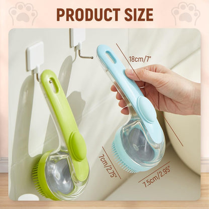 2026 New Dog Bath Brush Soft Silicone Bristle for Bathing Pets Grooming Massage BrushPet Bath Brush with Shampoo Dispenser, (yellow)