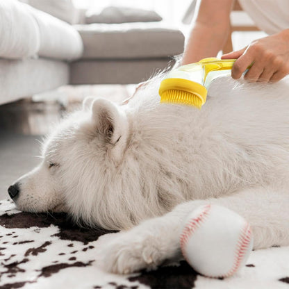 2026 New Dog Bath Brush Soft Silicone Bristle for Bathing Pets Grooming Massage BrushPet Bath Brush with Shampoo Dispenser, (yellow)