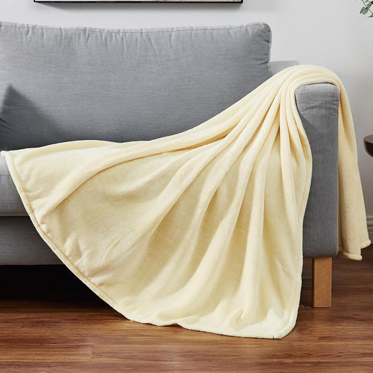 Solid Plush Throws Yellow Polyester 1-Piece 60x80 Throw Blanket, Solid Themed, for Men and Women, Oeko-TEX Certified Confidence