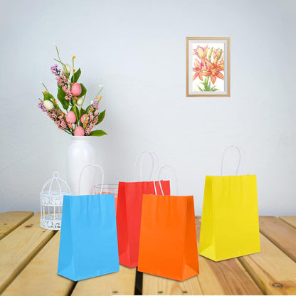 32Pcs Paper Gift Bags 5.25x3.25x8.25'' Kraft Paper Party Favor Bags | Bulk Rainbow Goodie Bags Small Gift Bags with Handles for Kids Birthday Baby Shower Crafts Wedding Party Supplies