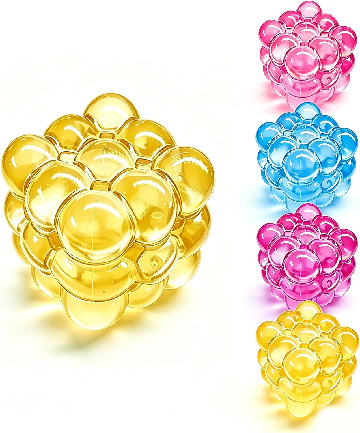 Ice Cube Squishy Fidget Toy,Slow Rising Sensory Stress Balls for Focus and Relax Hand Muscles,Soft Handheld Squishy Cubes for Desk Fidget (Yellow)
