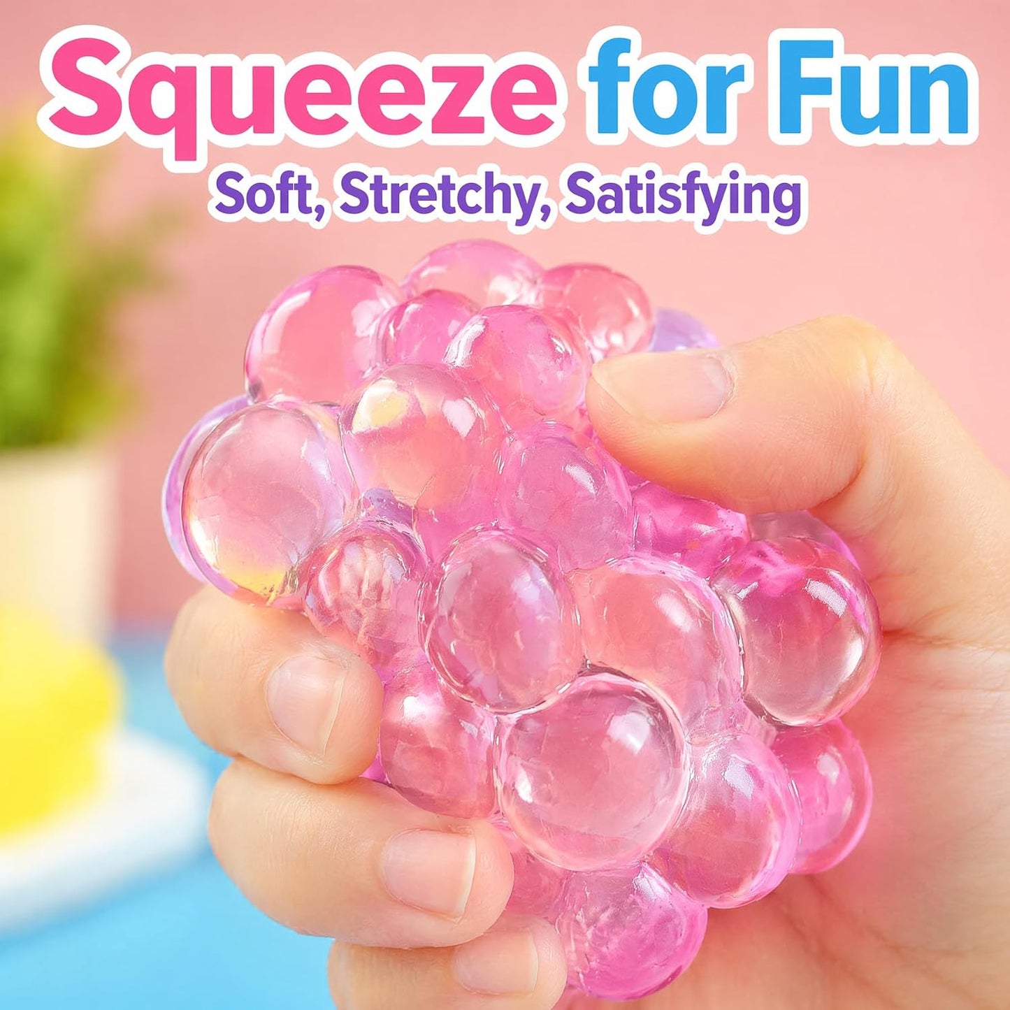Ice Cube Squishy Fidget Toy,Slow Rising Sensory Stress Balls for Focus and Relax Hand Muscles,Soft Handheld Squishy Cubes for Desk Fidget (Yellow)