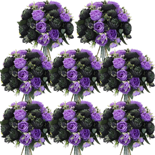 16 Bundles Artificial Peonies Flowers Fake Silk Peony Bouquet Faux Peonies Flowers Bulk for Decoration Vase Floral Arrangements Wedding Party Table (Yellow,Champagne) - Colors B