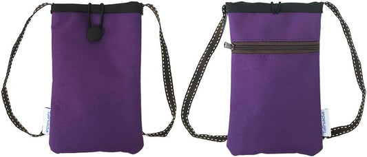 Small Crossbody Phone Pouch, Shoulder Travel Purse Bag (Purple) | Lightweight water-repellent shoulder sling pouch with padded cushion; Detachable strap; Side zip pocket for cards & cash