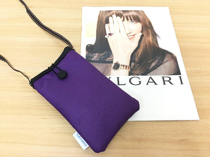 Small Crossbody Phone Pouch, Shoulder Travel Purse Bag (Purple) | Lightweight water-repellent shoulder sling pouch with padded cushion; Detachable strap; Side zip pocket for cards & cash
