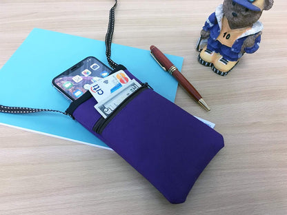 Small Crossbody Phone Pouch, Shoulder Travel Purse Bag (Purple) | Lightweight water-repellent shoulder sling pouch with padded cushion; Detachable strap; Side zip pocket for cards & cash