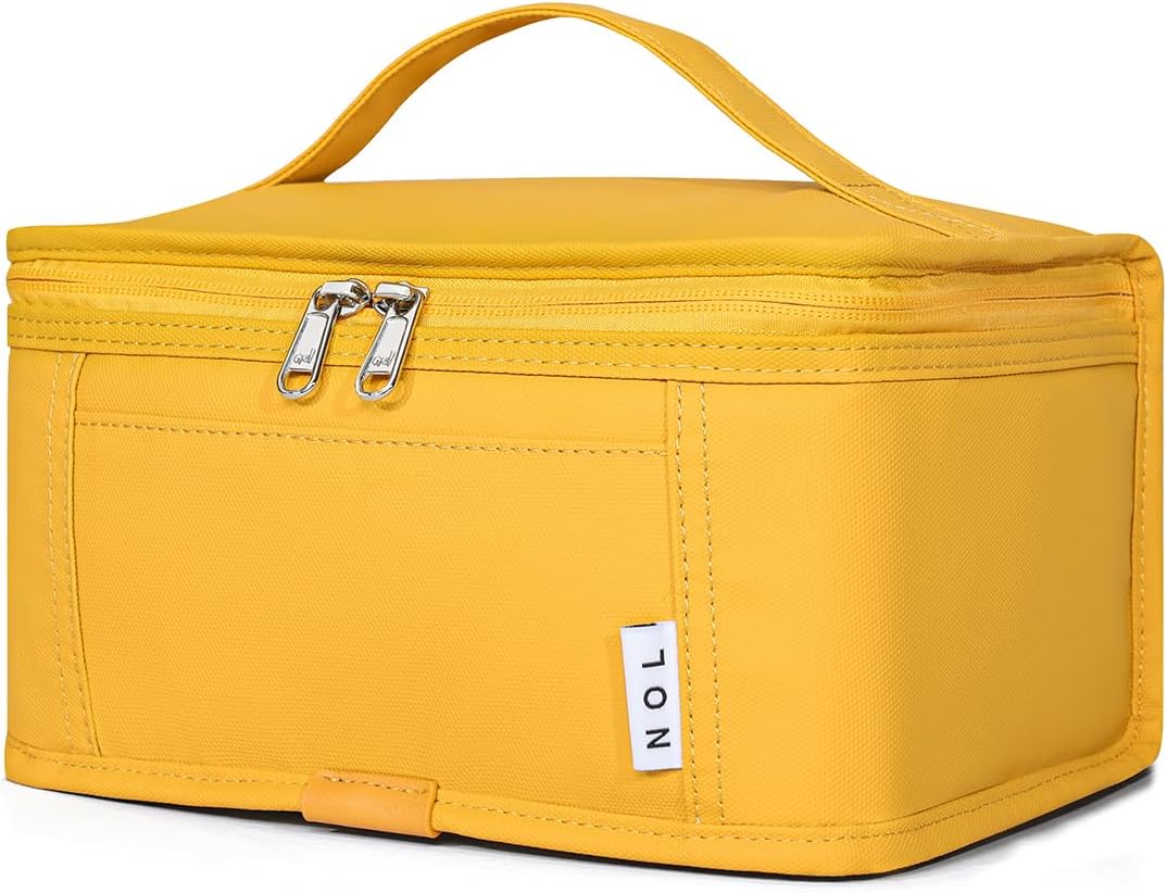 Small Lunch Bag Mini Lunch Box Insulated Lunch Bag for Men/Women Leakproof Cooler Tote Bag Lightweight Nylon Waterproof Lunch Box For Work, Earth-yellow